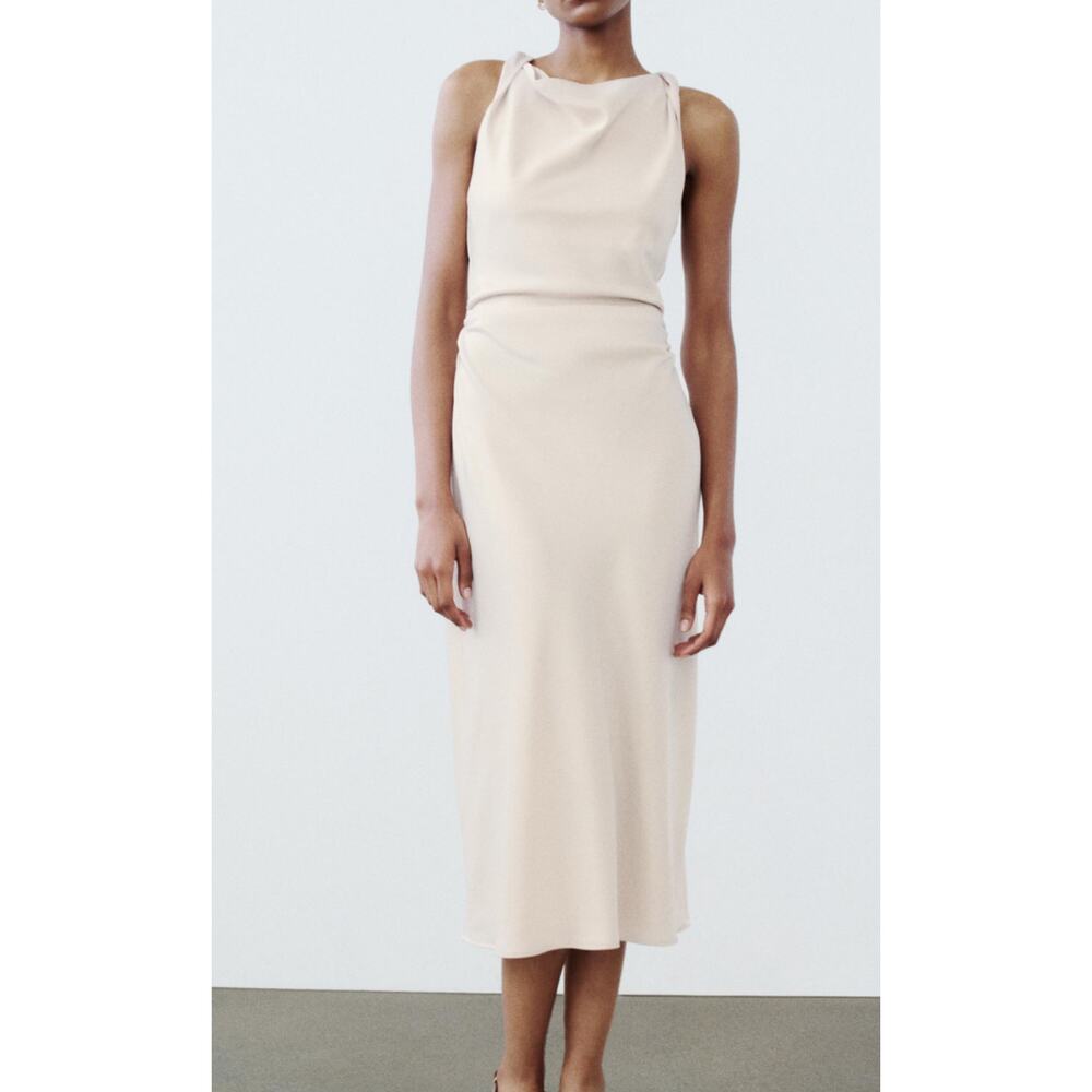 NWT- Zara SATIN EFFECT MIDI DRESS-XL